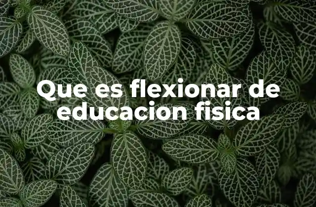 Que es Flexionar de Educacion Fisica