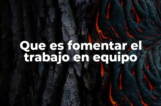 Que es Fomentar el Trabajo en Equipo