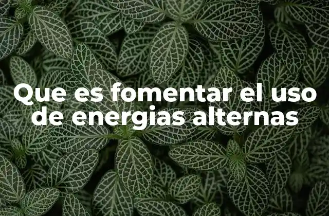 Que es Fomentar el Uso de Energias Alternas