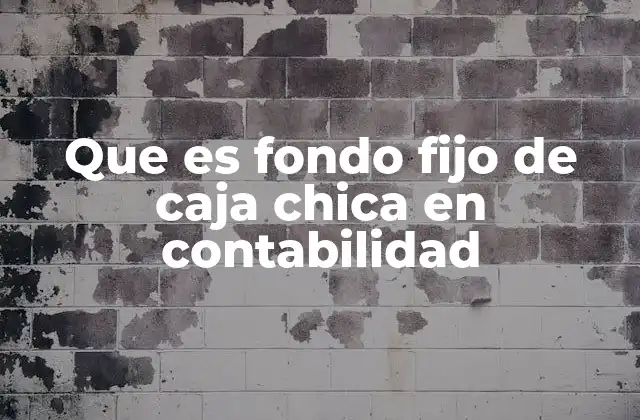 Que es Fondo Fijo de Caja Chica en Contabilidad