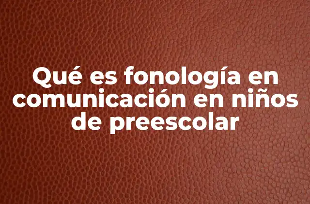 Qué es Fonología en Comunicación en Niños de Preescolar