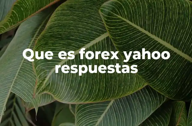 Que es Forex Yahoo Respuestas