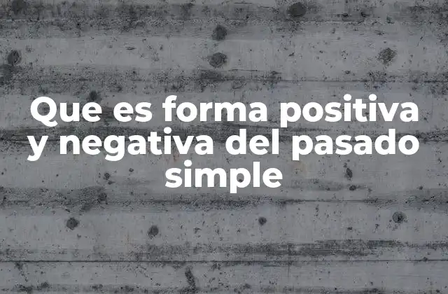 Que es Forma Positiva y Negativa Del Pasado Simple