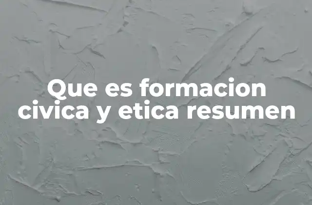 Que es Formacion Civica y Etica Resumen
