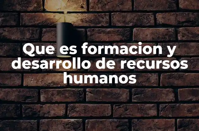 Que es Formacion y Desarrollo de Recursos Humanos