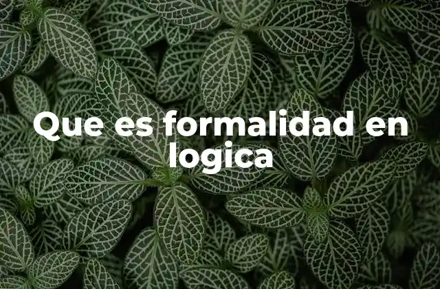 Que es Formalidad en Logica