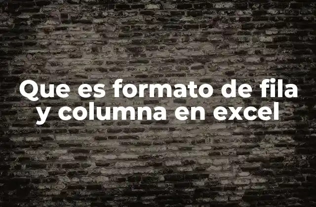 Que es Formato de Fila y Columna en Excel