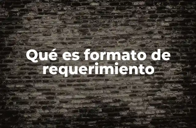 Qué es Formato de Requerimiento