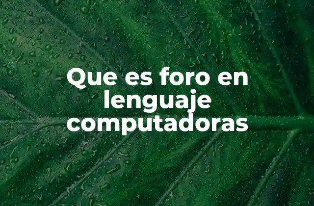 Que es Foro en Lenguaje Computadoras