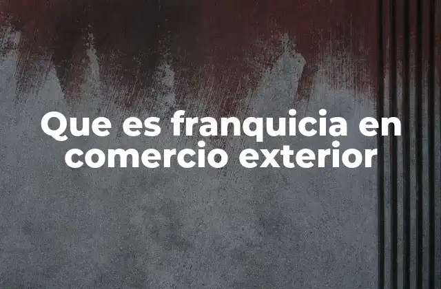 Que es Franquicia en Comercio Exterior