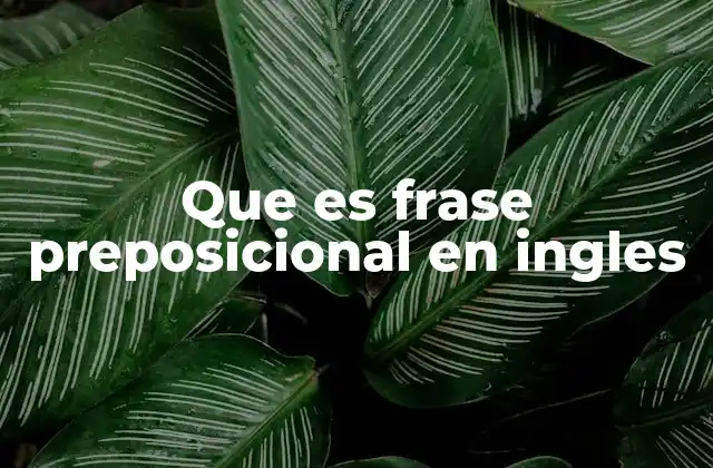 Que es Frase Preposicional en Ingles