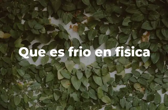 Que es Frio en Fisica