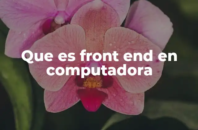 Que es Front End en Computadora