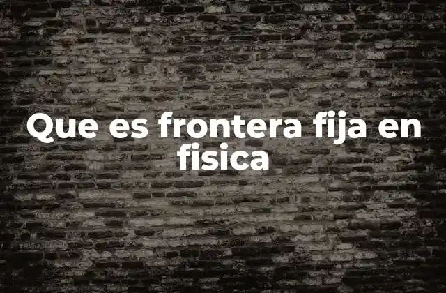 Que es Frontera Fija en Fisica