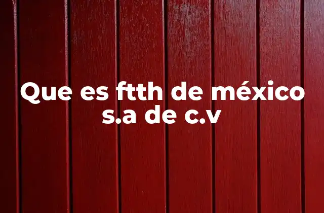 Que es Ftth de México S.a de C.v