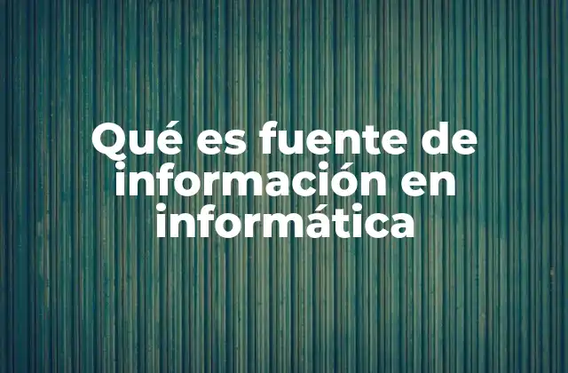 Qué es Fuente de Información en Informática