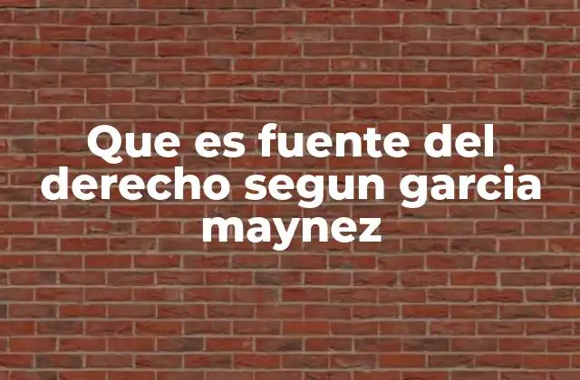 Que es Fuente Del Derecho Segun Garcia Maynez