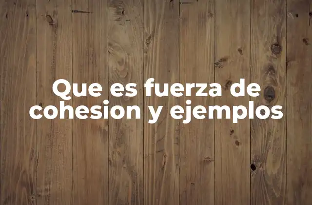 Que es Fuerza de Cohesion y Ejemplos