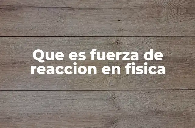 Que es Fuerza de Reaccion en Fisica