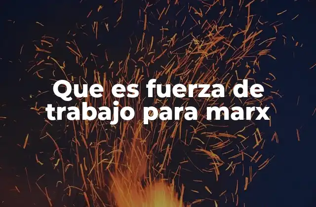 Que es Fuerza de Trabajo para Marx