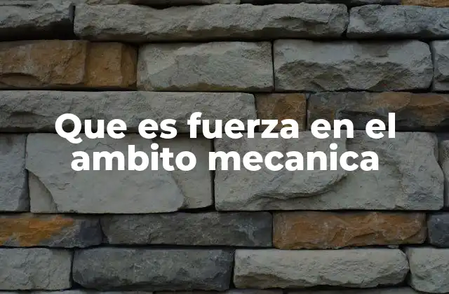 Que es Fuerza en el Ambito Mecanica