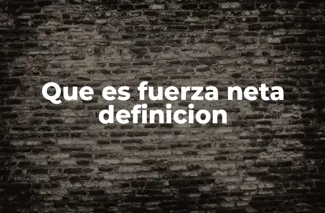 Que es Fuerza Neta Definicion
