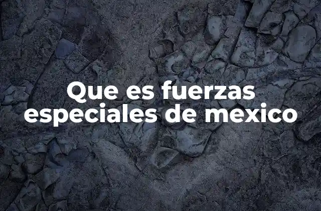 Que es Fuerzas Especiales de Mexico