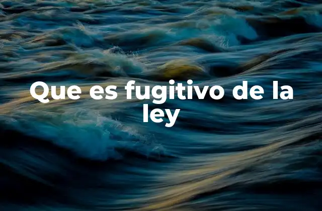 Que es Fugitivo de la Ley
