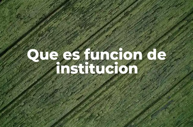 Que es Funcion de Institucion