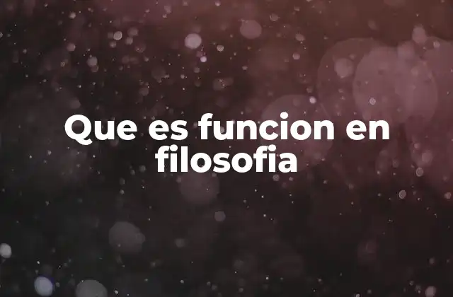 Que es Funcion en Filosofia