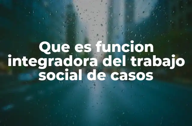 Que es Funcion Integradora Del Trabajo Social de Casos