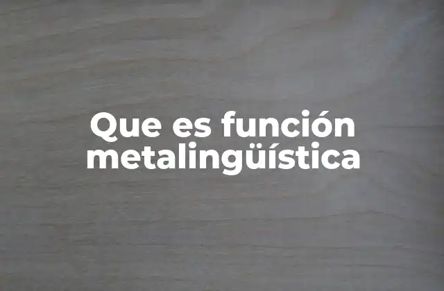 Que es Función Metalingüística