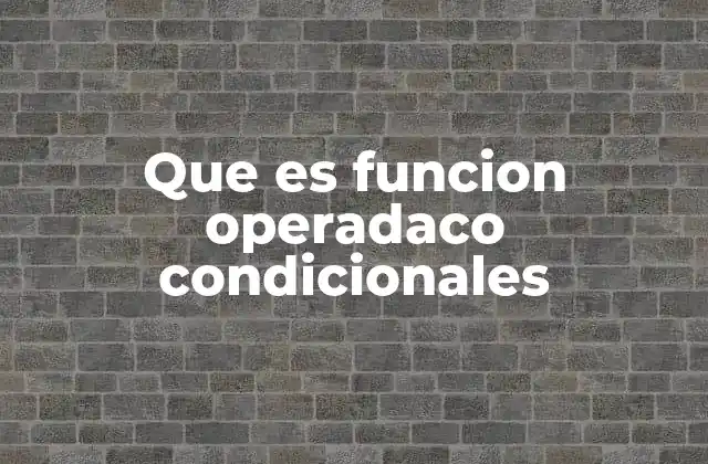 Que es Funcion Operadaco Condicionales