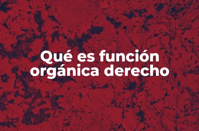Qué es Función Orgánica Derecho