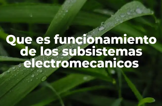 Que es Funcionamiento de los Subsistemas Electromecanicos