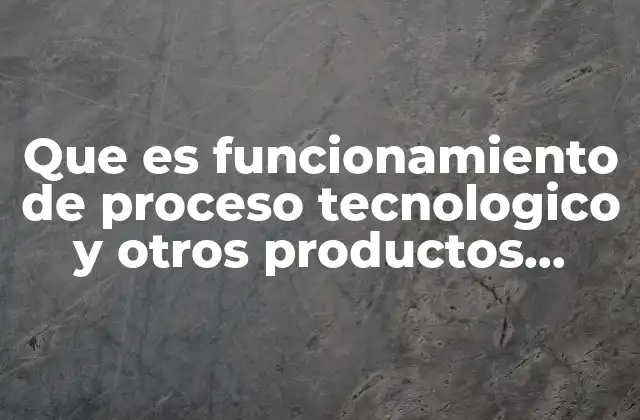 Que es Funcionamiento de Proceso Tecnologico y Otros Productos Obtenidos