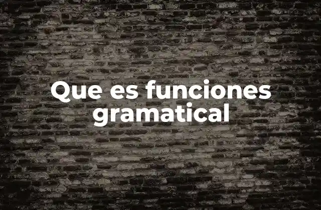 Que es Funciones Gramatical