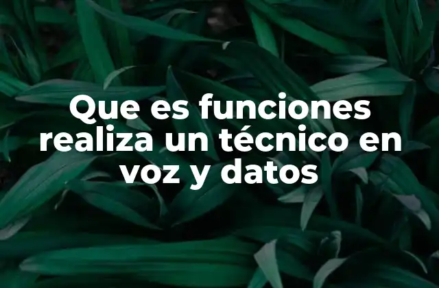 Que es Funciones Realiza un Técnico en Voz y Datos