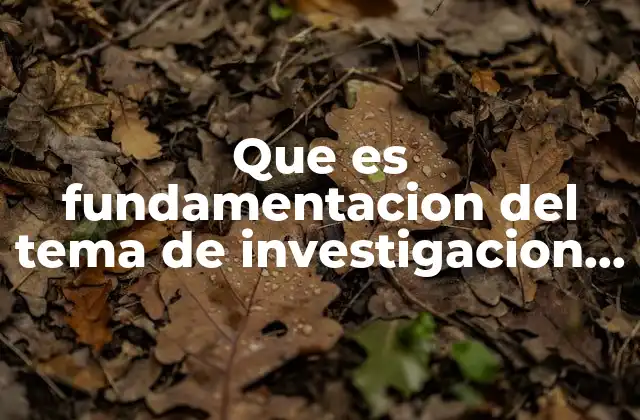 Que es Fundamentacion Del Tema de Investigacion en una Tesina
