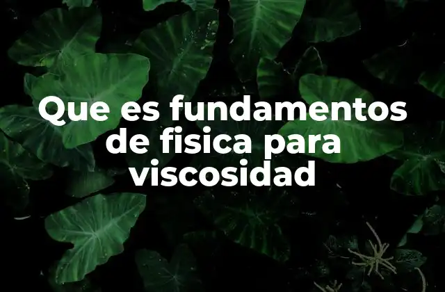 Que es Fundamentos de Fisica para Viscosidad