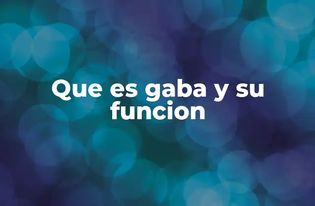 Que es Gaba y Su Funcion