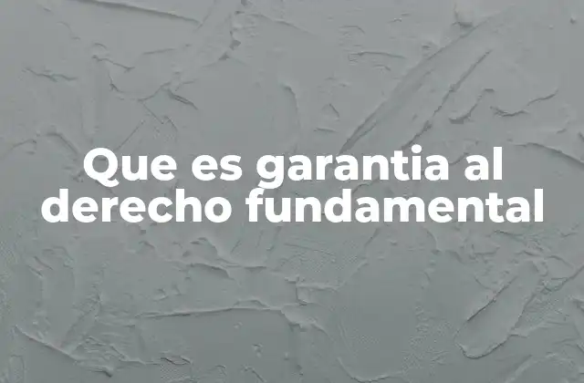 Que es Garantia Al Derecho Fundamental