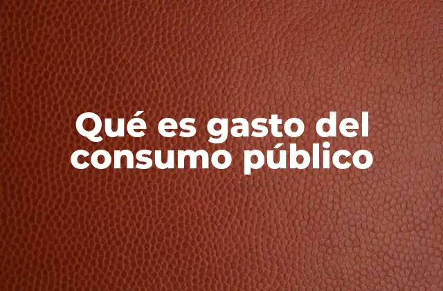 Qué es Gasto Del Consumo Público