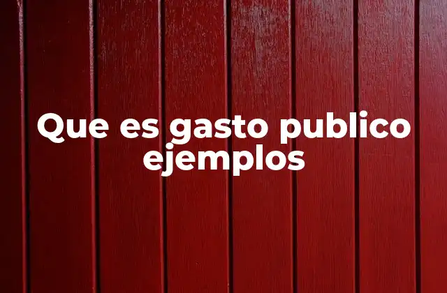 Que es Gasto Publico Ejemplos