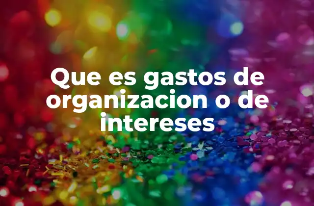 Que es Gastos de Organizacion o de Intereses