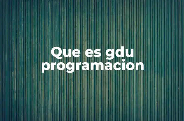 Que es Gdu Programacion