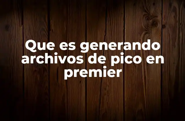 Que es Generando Archivos de Pico en Premier