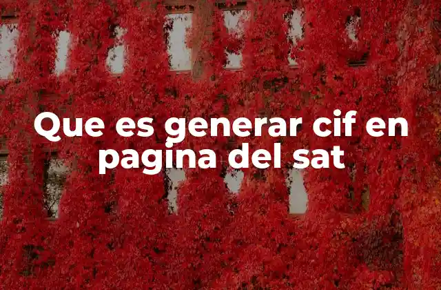 Que es Generar Cif en Pagina Del Sat