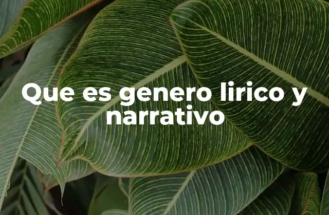 Que es Genero Lirico y Narrativo