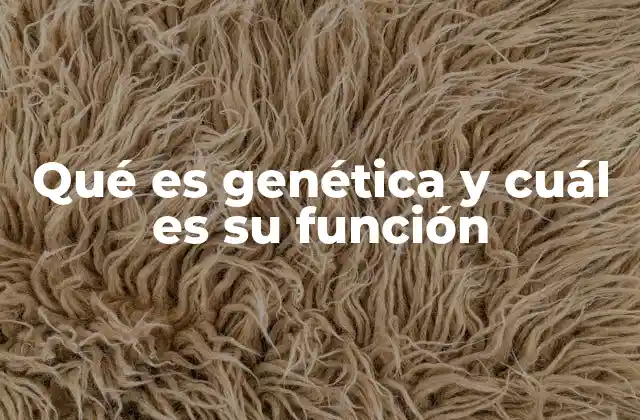 Qué es Genética y Cuál es Su Función